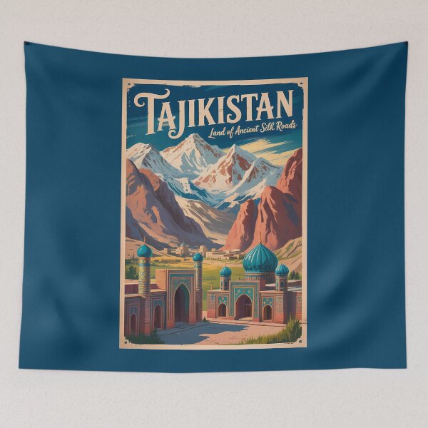 Item preview, Tajikistan Silk Road Illustration Travel Art Vintage designed and sold by KrisSidDesigns.