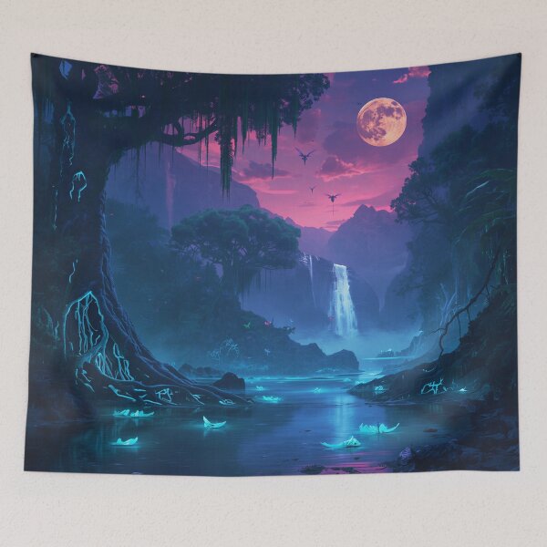 Item preview, Pandora Inspired Alien Rainforest with Floating Mountains and Glowing Waterfalls designed and sold by Luminous Wilds.