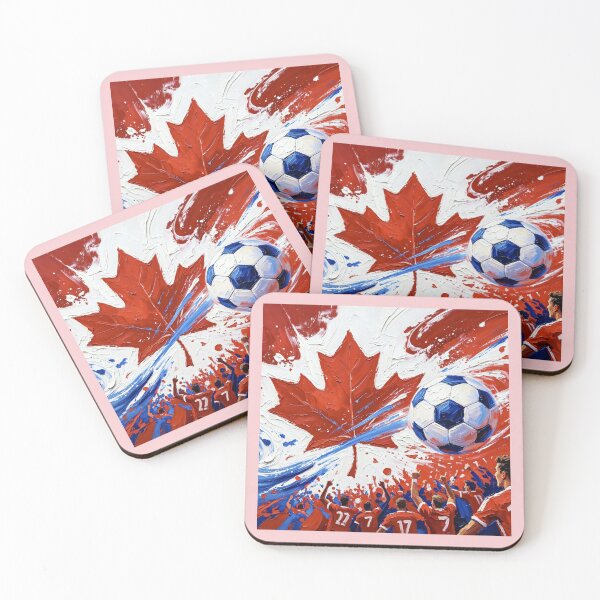 Item preview, Abstract Canada Soccer Art – Maple Leaf Energy, Dynamic Football Crowd Painting designed and sold by DreamyTupelo.