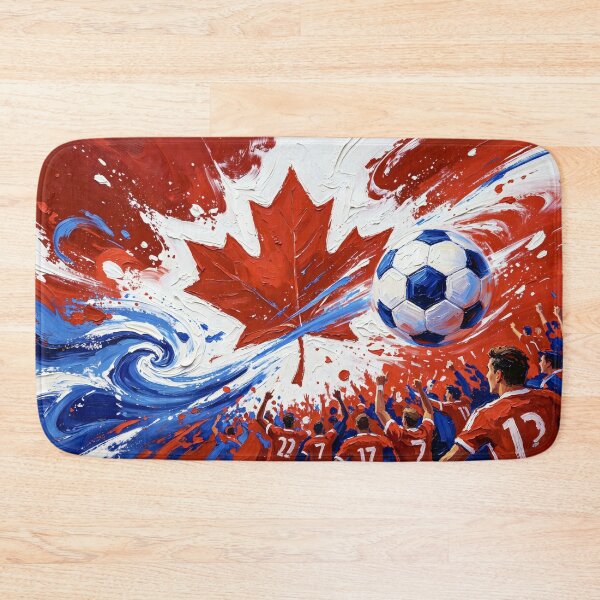 Item preview, Abstract Canada Soccer Art – Maple Leaf Energy, Dynamic Football Crowd Painting designed and sold by DreamyTupelo.