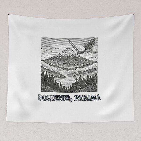Item preview, Retro Quetzal Cloudforest Volcano in Boquete Panama designed and sold by julyperson.