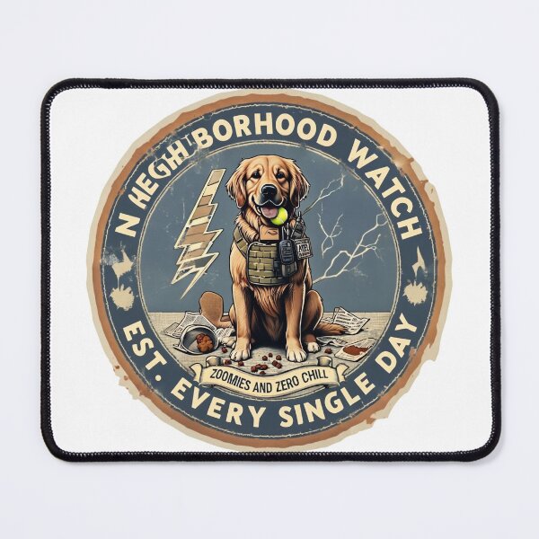 Item preview, Golden Retriever Neighborhood Watch Funny Dog Mom designed and sold by PawsRetroStudio.