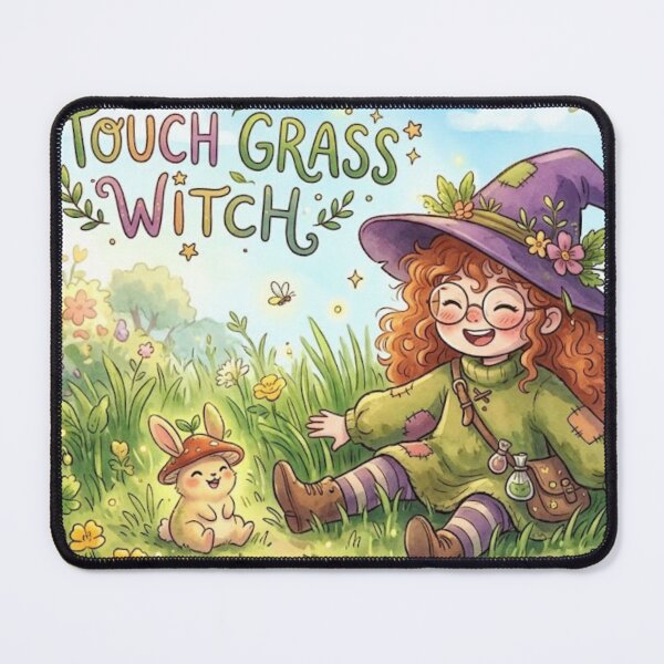 Item preview, Touch Grass Witch designed and sold by Candlelit Catastrophes.
