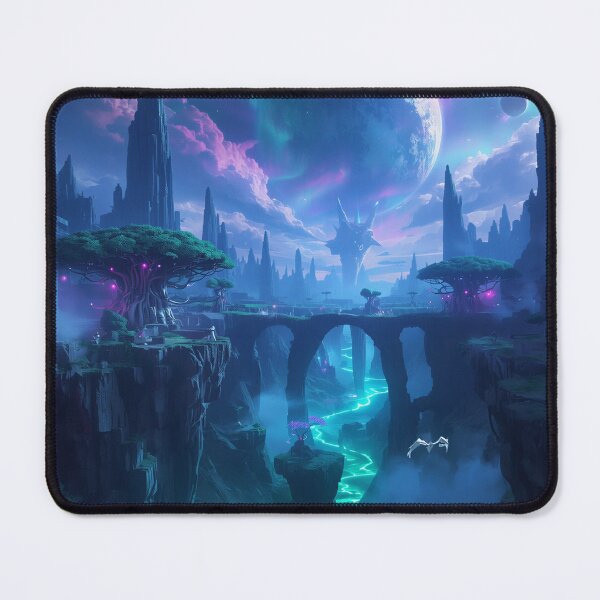 Item preview, Pandora Style Floating Islands with Glowing Rivers and Aurora Sky designed and sold by Luminous Wilds.