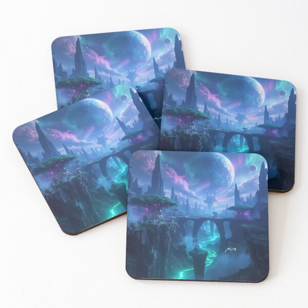 Item preview, Pandora Style Floating Islands with Glowing Rivers and Aurora Sky designed and sold by Luminous Wilds.