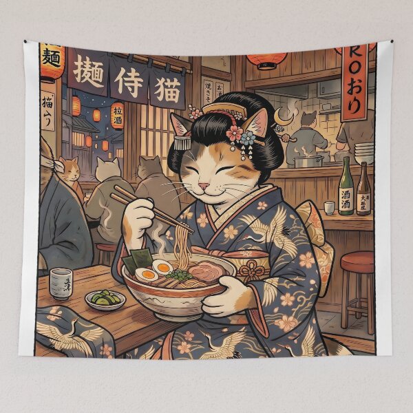 Item preview,  cozy kawaii geisha cat girl - Japanese culture designed and sold by CuteKats.