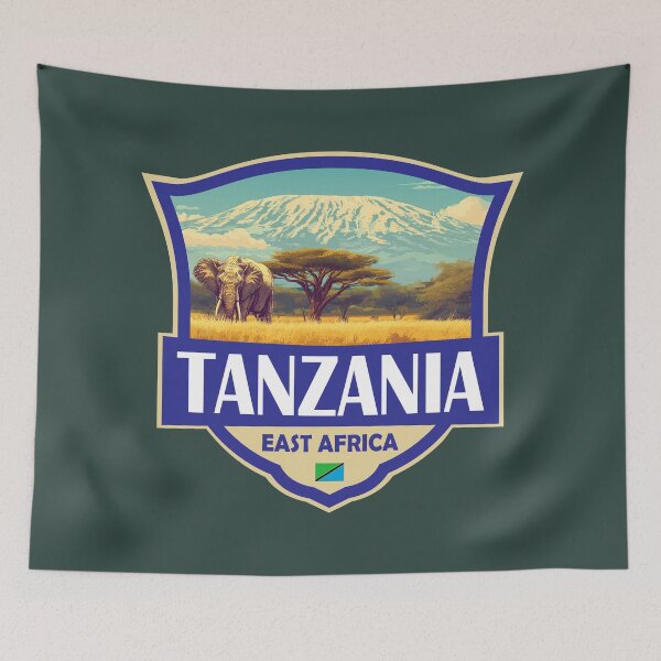 Item preview, Tanzania Illustration Retro Badge designed and sold by KrisSidDesigns.