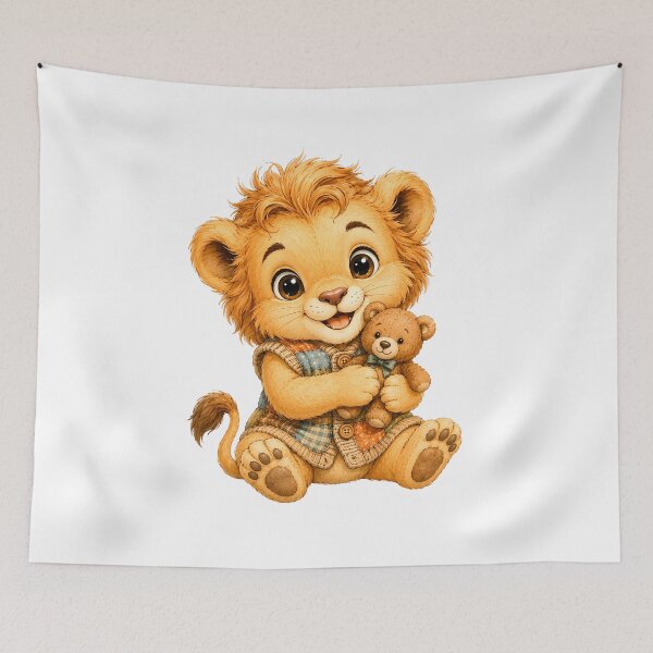 Item preview, Cute Baby Lion Hugging Teddy Bear designed and sold by ArtdesignsA.