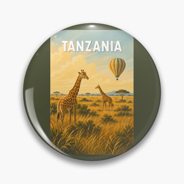 Item preview, Tanzania Hot Air Balloon Illustration Travel Art Vintage designed and sold by KrisSidDesigns.