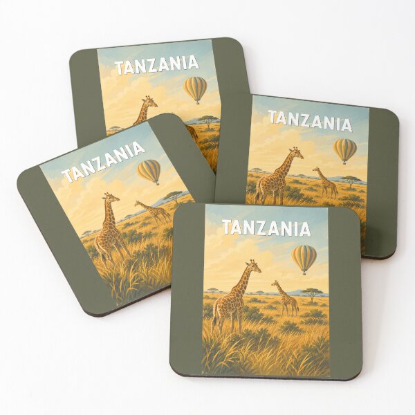 Item preview, Tanzania Hot Air Balloon Illustration Travel Art Vintage designed and sold by KrisSidDesigns.
