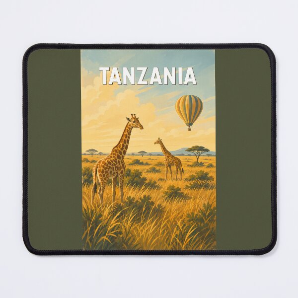 Item preview, Tanzania Hot Air Balloon Illustration Travel Art Vintage designed and sold by KrisSidDesigns.