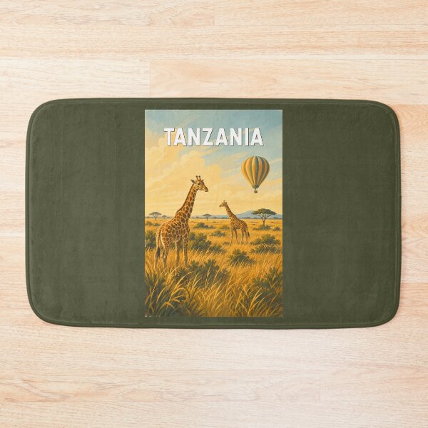 Item preview, Tanzania Hot Air Balloon Illustration Travel Art Vintage designed and sold by KrisSidDesigns.