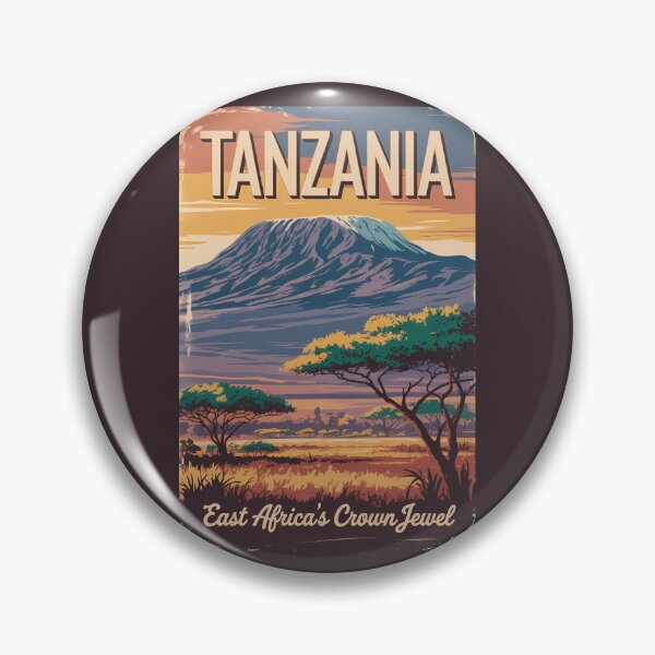 Item preview, Tanzania Mount Kilimanjaro Illustration Travel Art Vintage designed and sold by KrisSidDesigns.