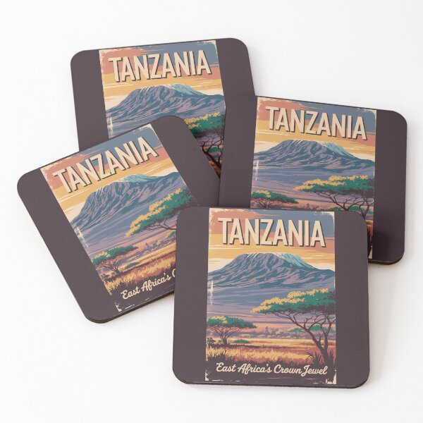 Item preview, Tanzania Mount Kilimanjaro Illustration Travel Art Vintage designed and sold by KrisSidDesigns.