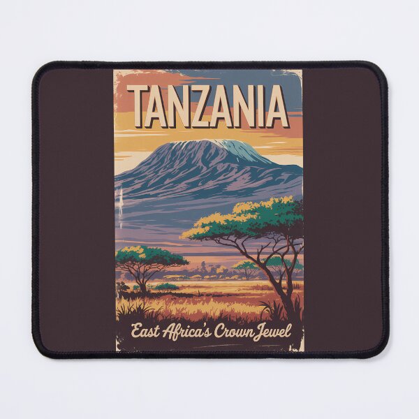 Item preview, Tanzania Mount Kilimanjaro Illustration Travel Art Vintage designed and sold by KrisSidDesigns.