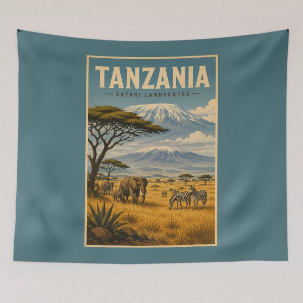 Item preview, Tanzania Safari Zebra Illustration Travel Art Vintage designed and sold by KrisSidDesigns.