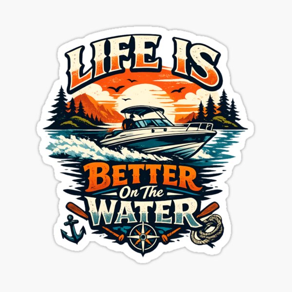 Item preview, Life Is Better On The Water - Vintage Boating Sunset  designed and sold by SidTastic .