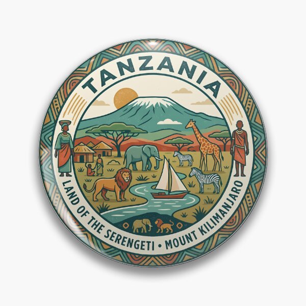 Item preview, Tanzania Illustration Travel Art Badge designed and sold by KrisSidDesigns.