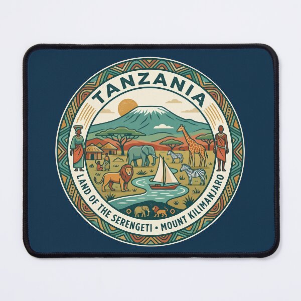 Item preview, Tanzania Illustration Travel Art Badge designed and sold by KrisSidDesigns.