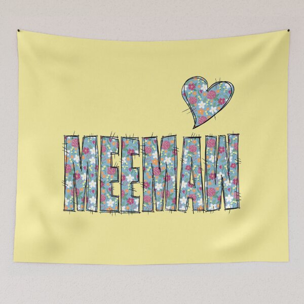 Item preview, Meemaw Floral Stitch Pattern  With yellow background  designed and sold by missmann.