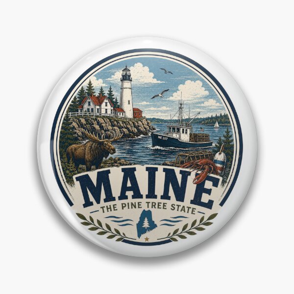 Item preview, Maine  State Print Logo / Maine/ Pine Tree State designed and sold by Thehatinthecat.