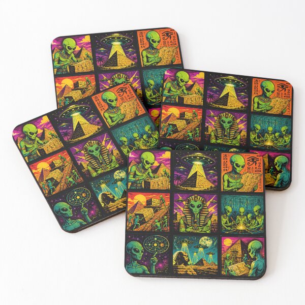 Item preview, Aliens Ancient Egypt Pyramids Pop Art  designed and sold by redsharkuk.