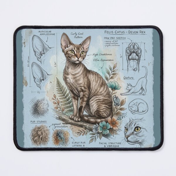 Item preview, Devon Rex Cat Anatomical Sketch Print designed and sold by Paolo-Bandal.