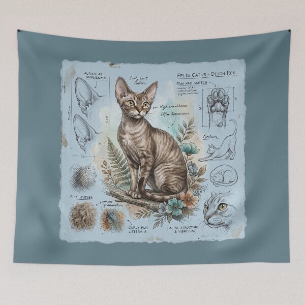 Item preview, Devon Rex Cat Anatomical Sketch Print designed and sold by Paolo-Bandal.