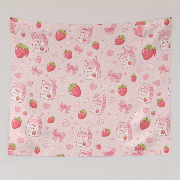 Artikelvorschau, Erdbeermilch-Kawaii-Muster entworfen und verkauft von Soft Berry Studio.