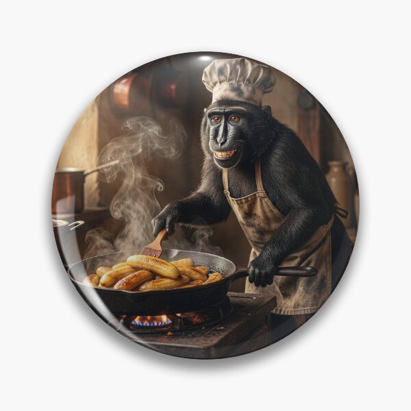 Item preview, Black Crested Macaque Whips Up Fried Bananas designed and sold by Tridentulus.