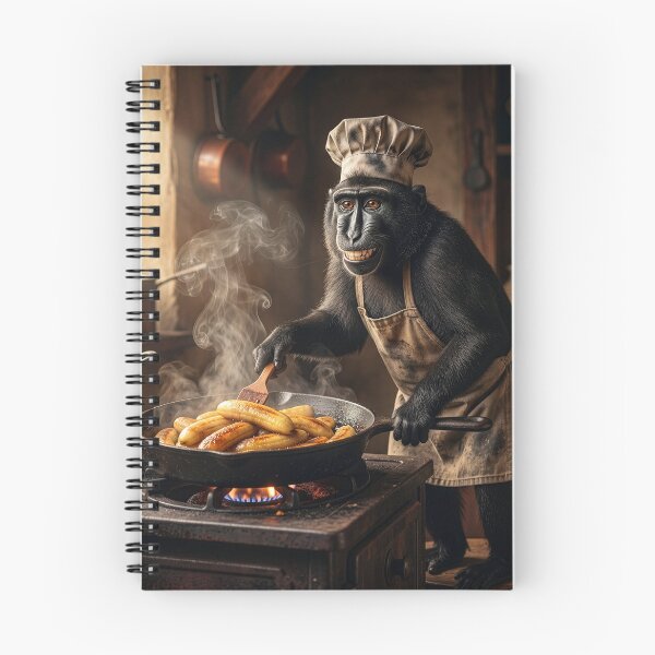 Item preview, Black Crested Macaque Whips Up Fried Bananas designed and sold by Tridentulus.