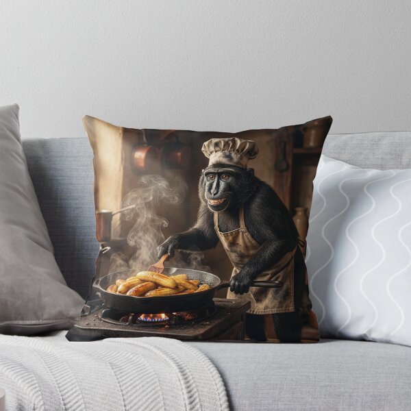 Item preview, Black Crested Macaque Whips Up Fried Bananas designed and sold by Tridentulus.