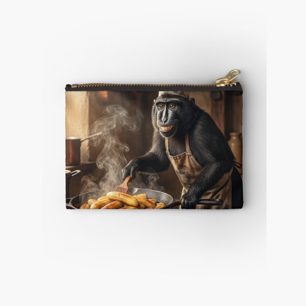Item preview, Black Crested Macaque Whips Up Fried Bananas designed and sold by Tridentulus.