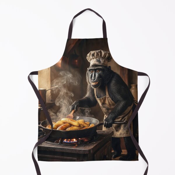 Item preview, Black Crested Macaque Whips Up Fried Bananas designed and sold by Tridentulus.