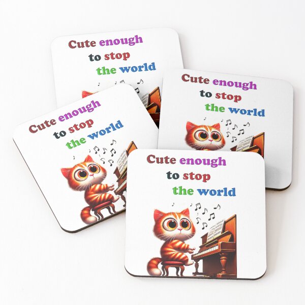 Item preview,  Cute Enough to Stop the World – Piano Cat Art designed and sold by Gdmark.