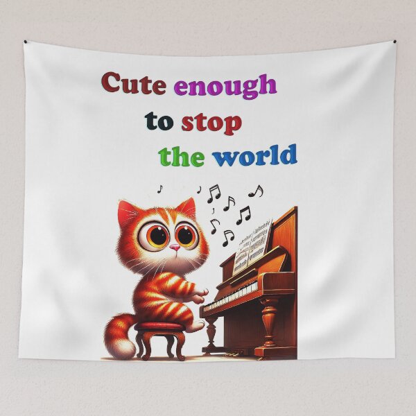Item preview,  Cute Enough to Stop the World – Piano Cat Art designed and sold by Gdmark.