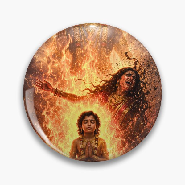 Item preview, Prahlad Protected by Divine Vishnu | Holika Fire Mythology Art designed and sold by Homyar.
