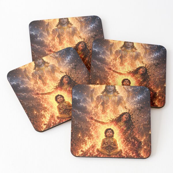 Item preview, Prahlad Protected by Divine Vishnu | Holika Fire Mythology Art designed and sold by Homyar.