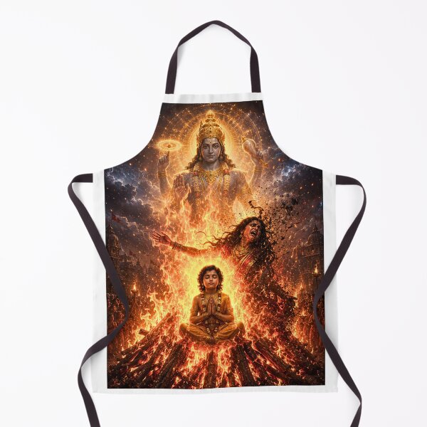 Item preview, Prahlad Protected by Divine Vishnu | Holika Fire Mythology Art designed and sold by Homyar.