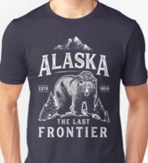 Alaska The Last Frontier Bear Home T Shirt Men Women Vintage Gifts National Park Slim Fit T-Shirt