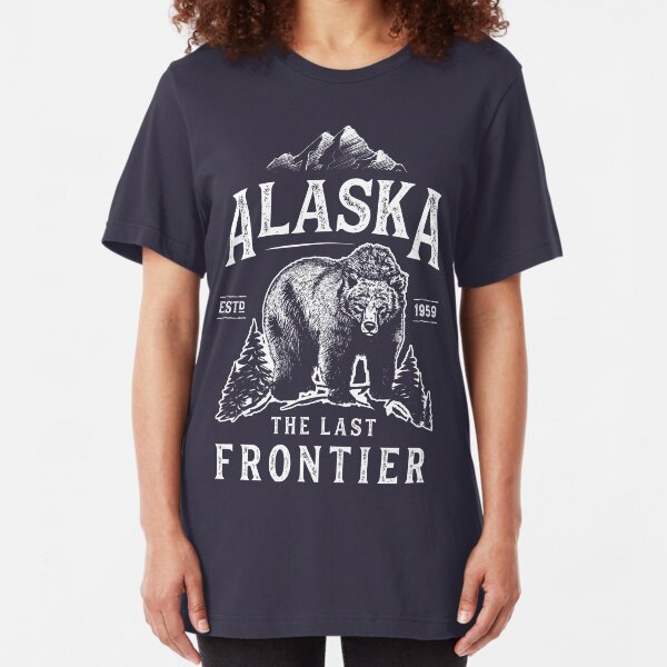 Alaska The Last Frontier Bear Home T Shirt Men Women Vintage Gifts National Park Slim Fit T-Shirt