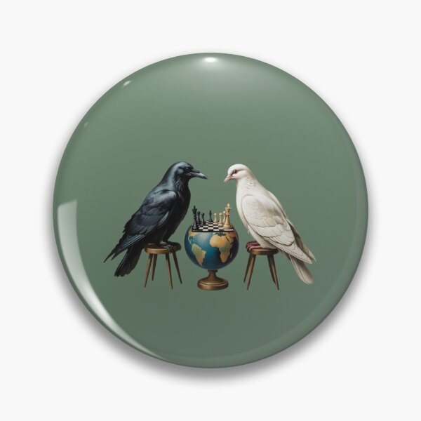 Item preview, A black raven and a white peace dove sit opposite each other, playing chess  designed and sold by 123ks.