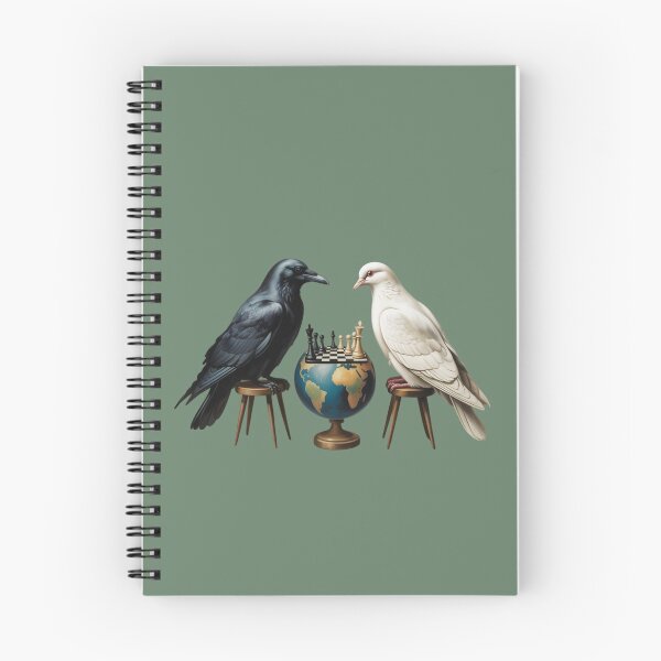 Item preview, A black raven and a white peace dove sit opposite each other, playing chess  designed and sold by 123ks.