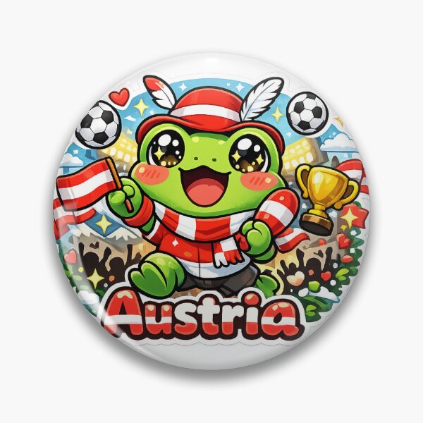 Item preview, Cute Kawaii Frog Austria Football Fan Sticker designed and sold by Cozy404Lab.