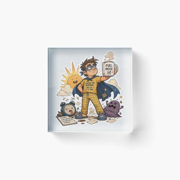 Item preview, Coffee Powered Hero Sticker | Morning Survival Meme designed and sold by Fanverse Merchandise.