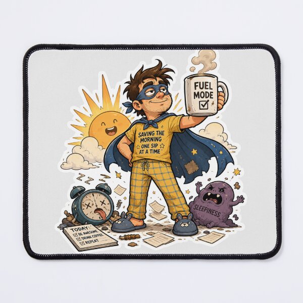 Item preview, Coffee Powered Hero Sticker | Morning Survival Meme designed and sold by Fanverse Merchandise.