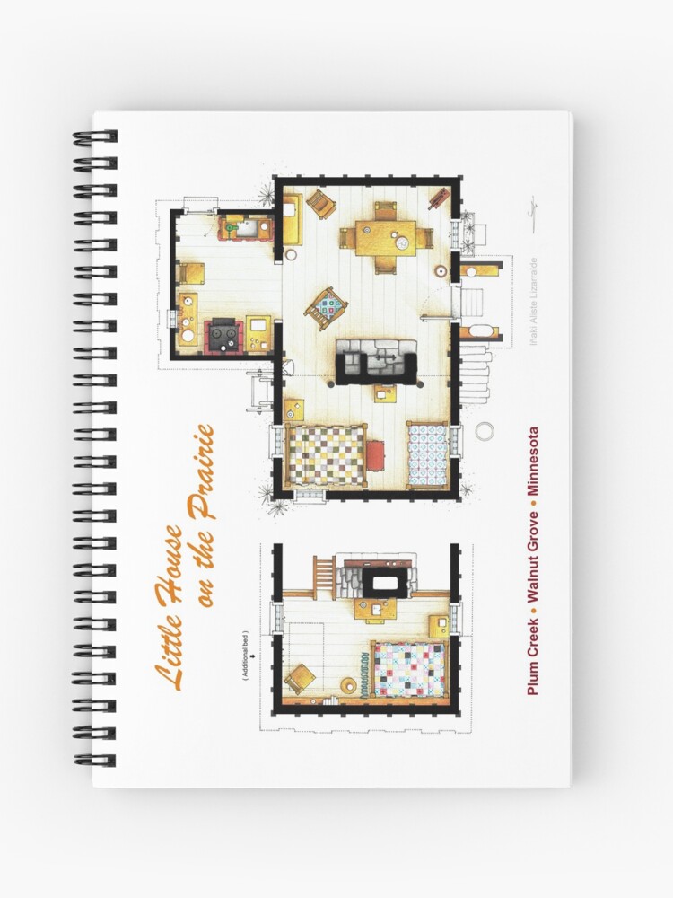 Floorplan Of The Little House On The Prairie Spiral Notebook By