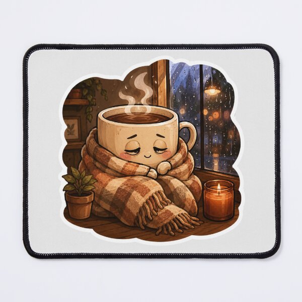 Item preview, Cozy Coffee Cup Sticker | Rainy Café Aesthetic Art designed and sold by Fanverse Merchandise.