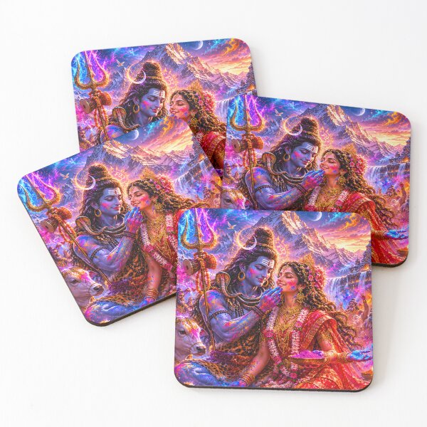 Item preview, Shiva Divine Holi with Parvati and Nandi | Kailash Festival Art designed and sold by Homyar.