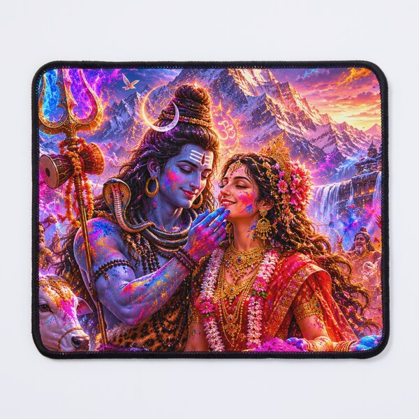 Item preview, Shiva Divine Holi with Parvati and Nandi | Kailash Festival Art designed and sold by Homyar.